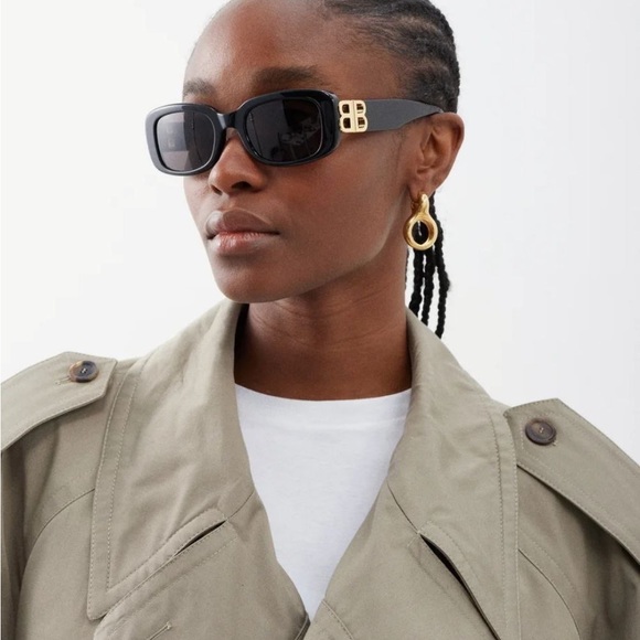 NEW BALENCIAGA BB0310SK 001  SQUARE BLACK SUNGLASSES - Picture 2 of 10